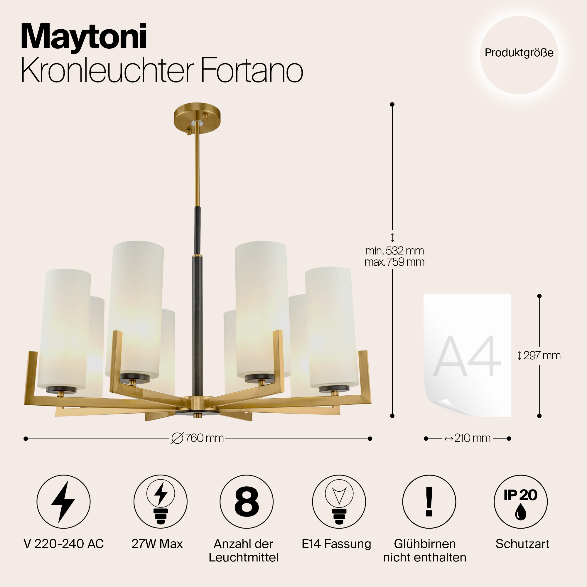картинка Подвесная люстра Maytoni Fortano MOD089PL-08BS от магазина pro-decor.kz