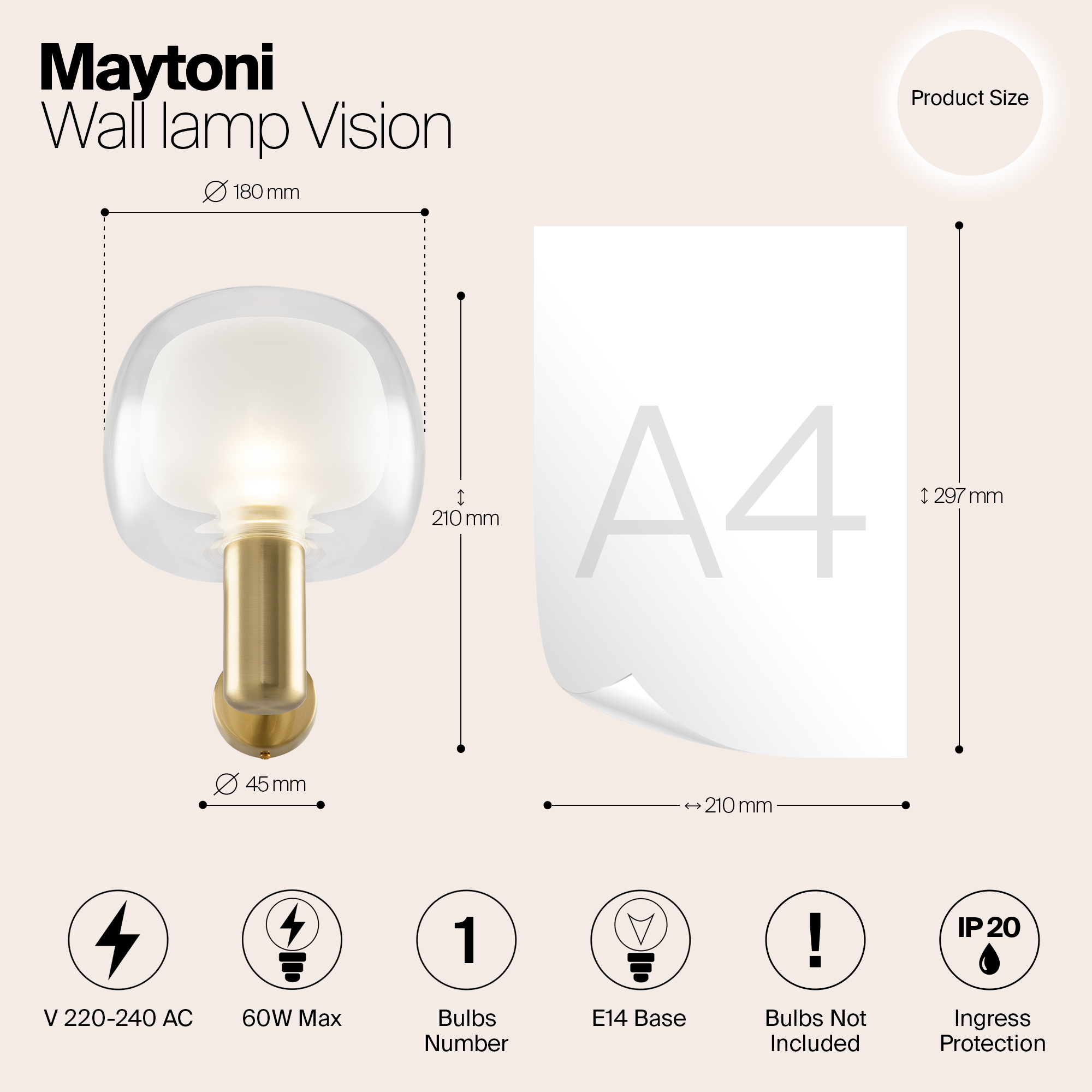 картинка Настенный светильник (бра) Maytoni MOD411WL-01G от магазина pro-decor.kz