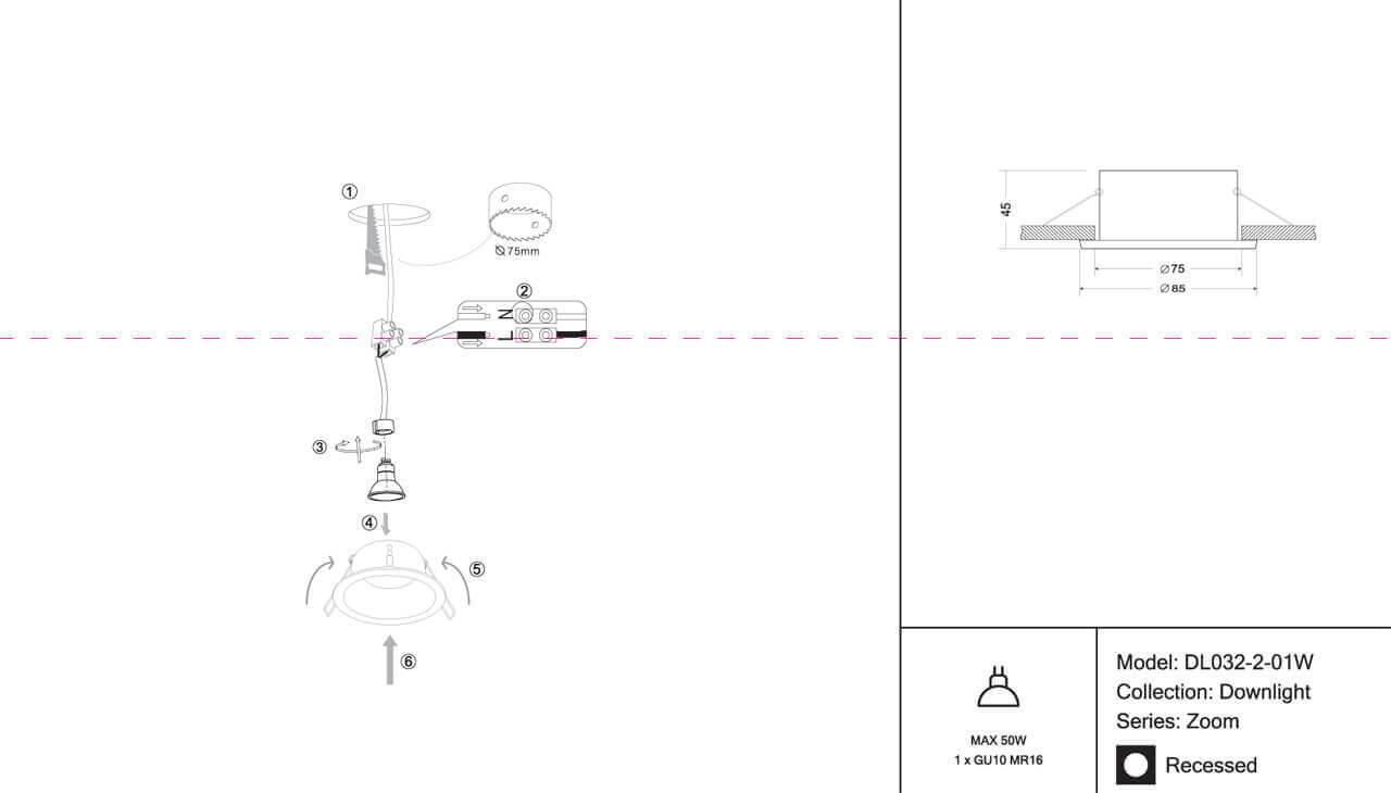 картинка Встраиваемый светильник Maytoni Zoom DL032-2-01W от магазина pro-decor.kz