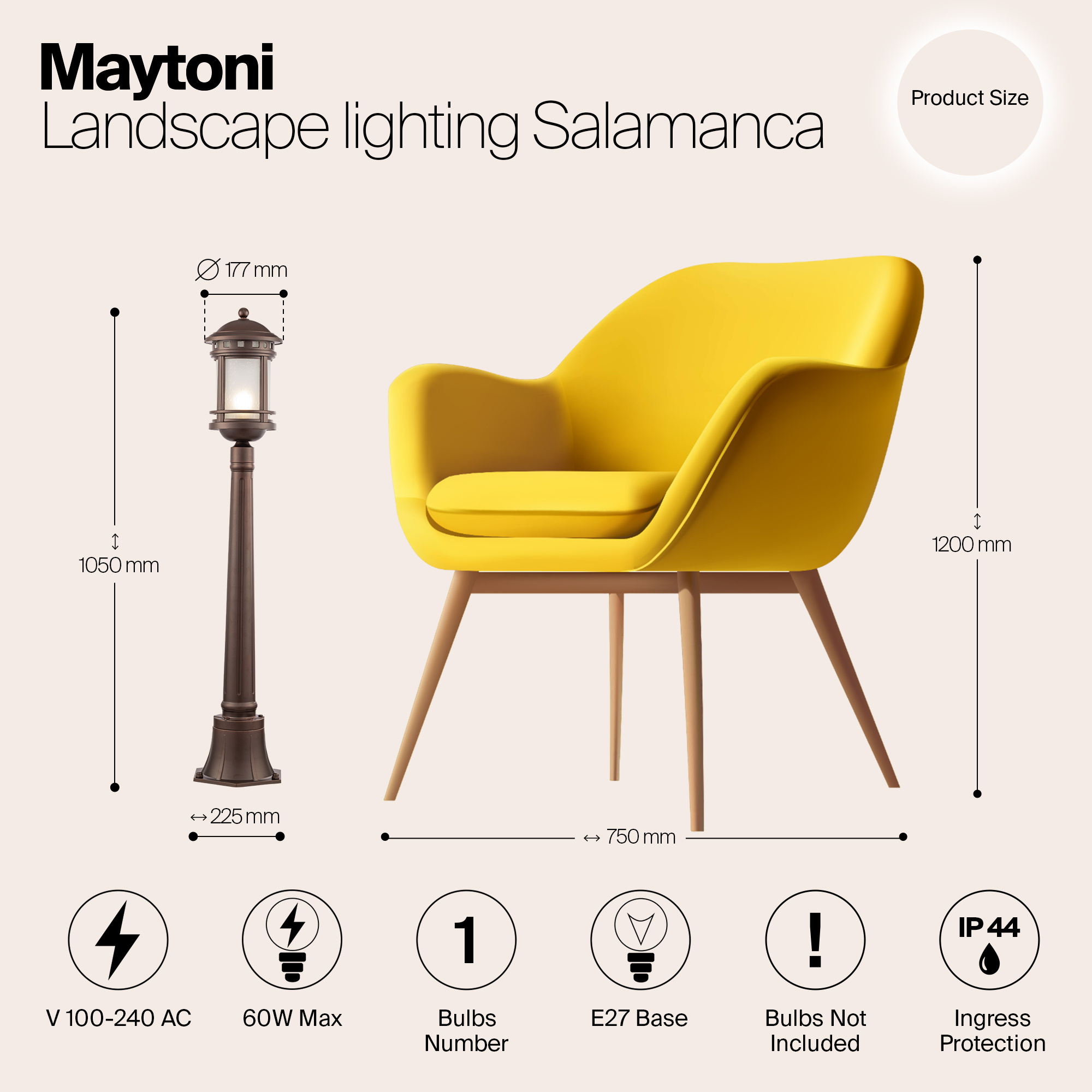 картинка Уличный светильник Maytoni Salamanca O031FL-01BR от магазина pro-decor.kz