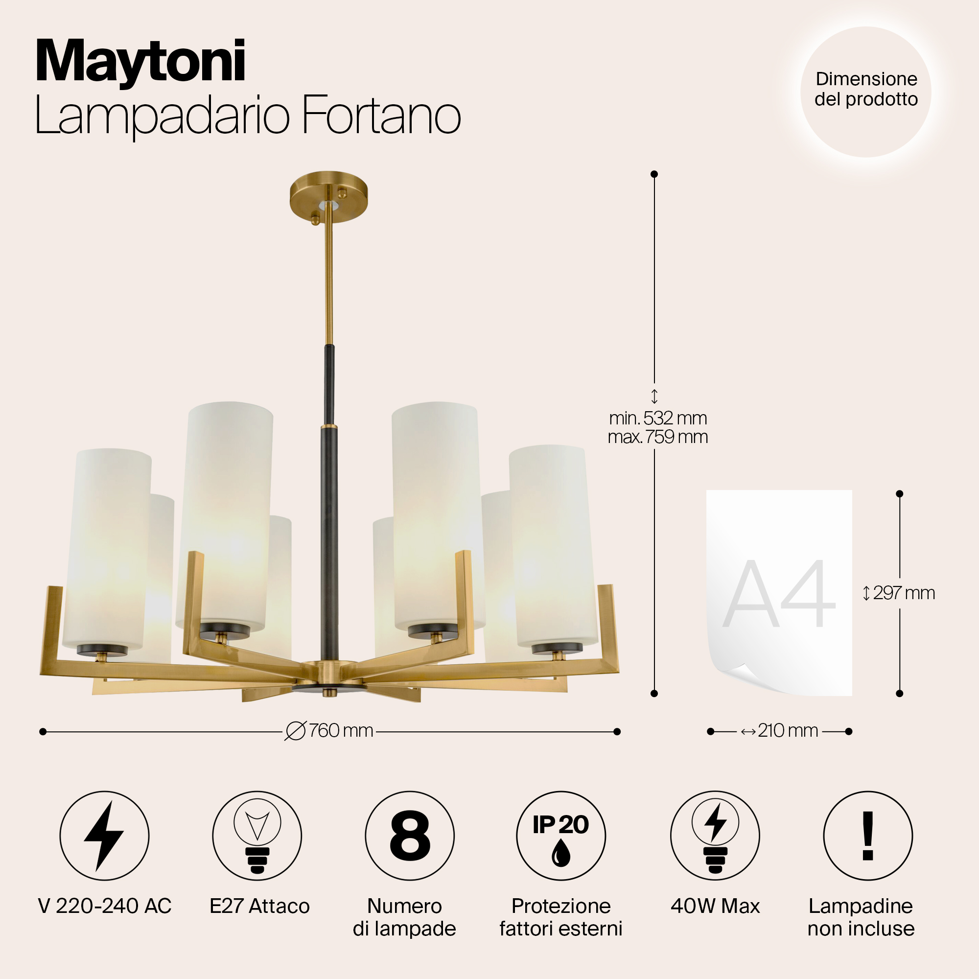 картинка Подвесная люстра Maytoni Fortano MOD089PL-08BS от магазина pro-decor.kz