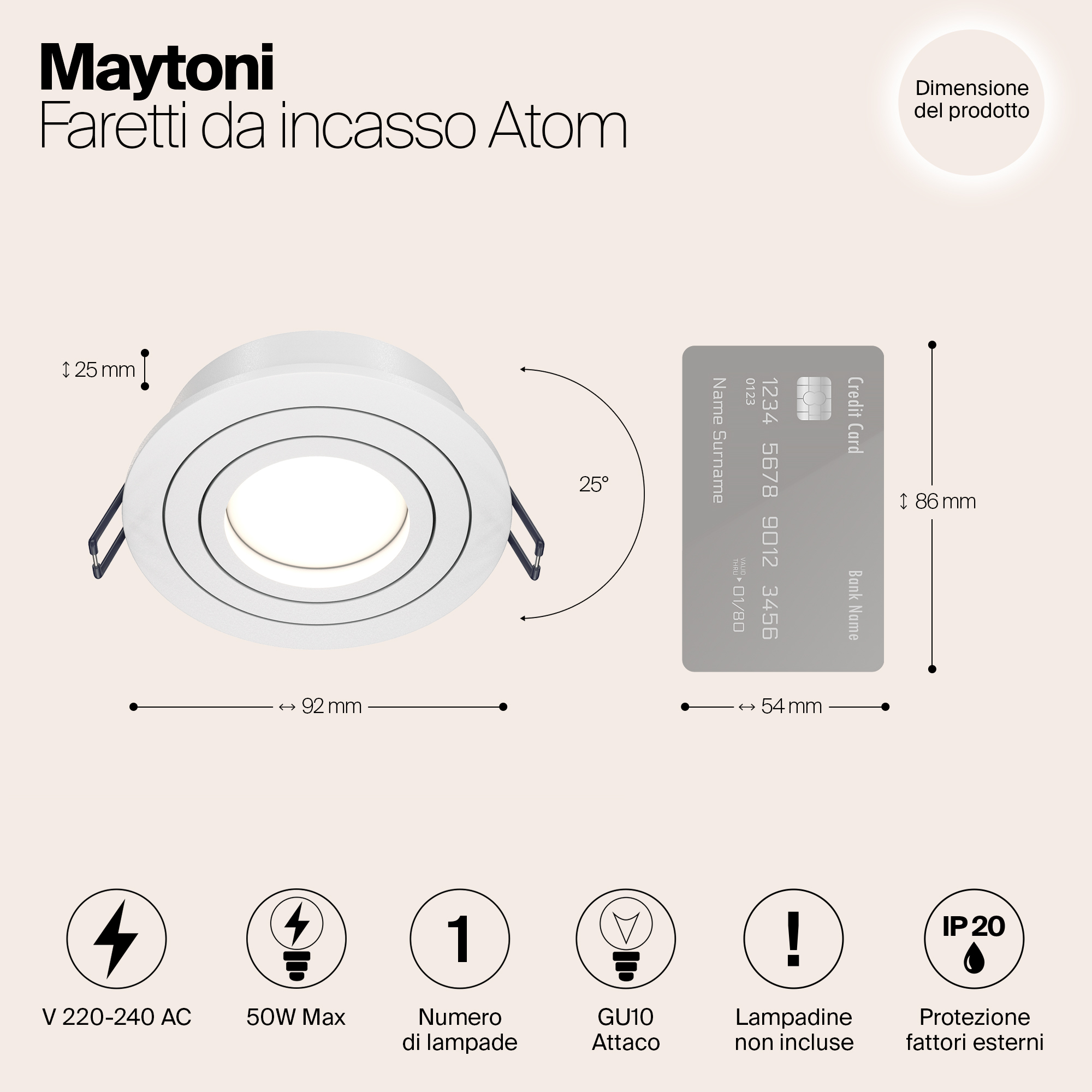 картинка Встраиваемый светильник Maytoni Atom DL023-2-01W от магазина pro-decor.kz