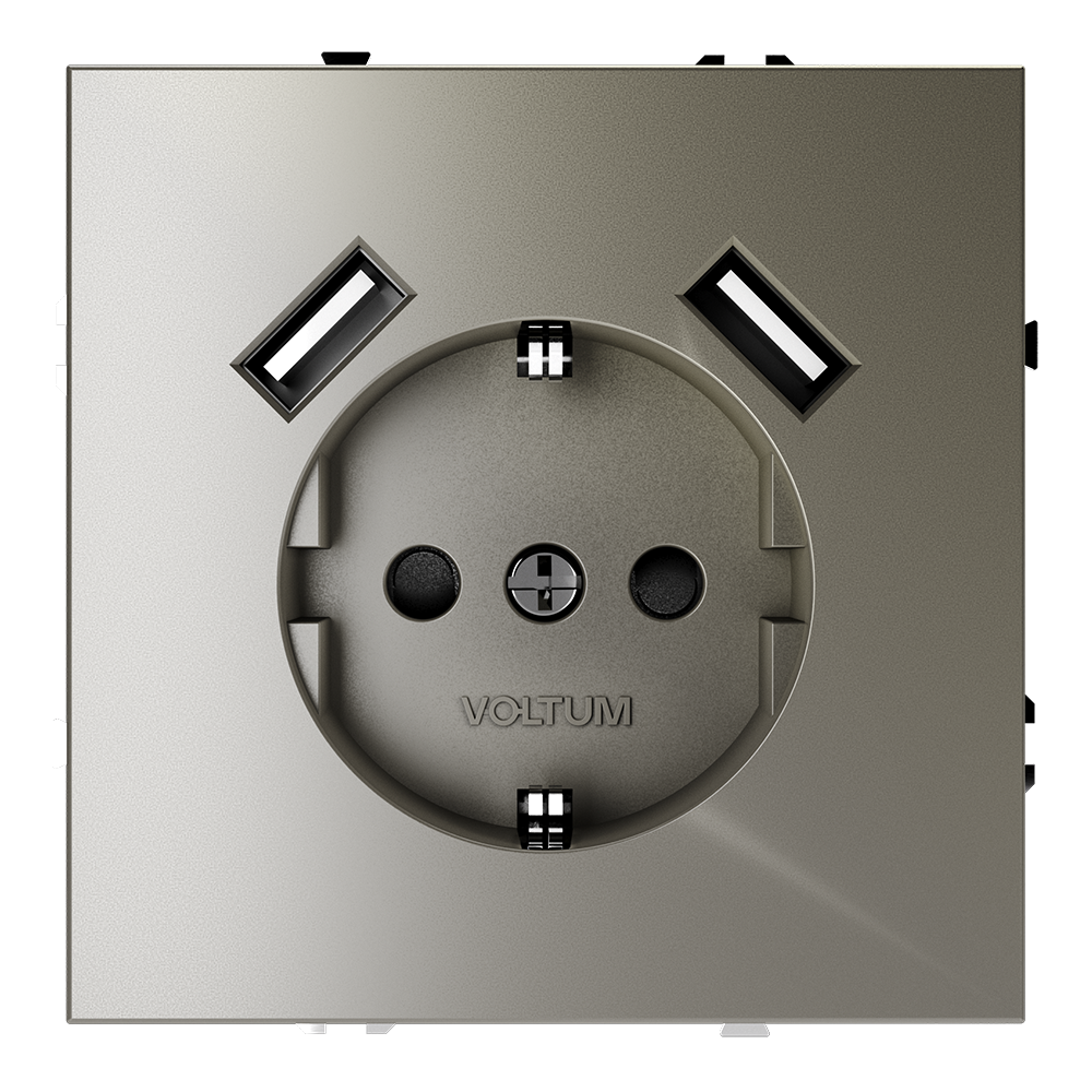 картинка Розетка встраиваемая VOLTUM S70 с заземлением и защитными шторками, 16А, с USB, A+A, (шелк) VLS040404 магазин pro-decor.kz являющийся официальным дистрибьютором в Казахстане картинка Розетка встраиваемая VOLTUM S70 с заземлением и защитными шторками, 16А, с USB, A+A, (шелк) VLS040404 от магазина pro-decor.kz