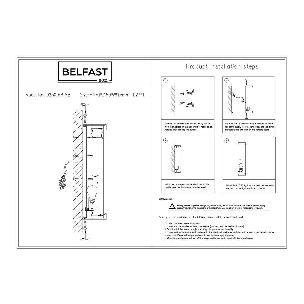 картинка Настенный светильник Belfast Ravenhill 3230 BR MB от магазина pro-decor.kz