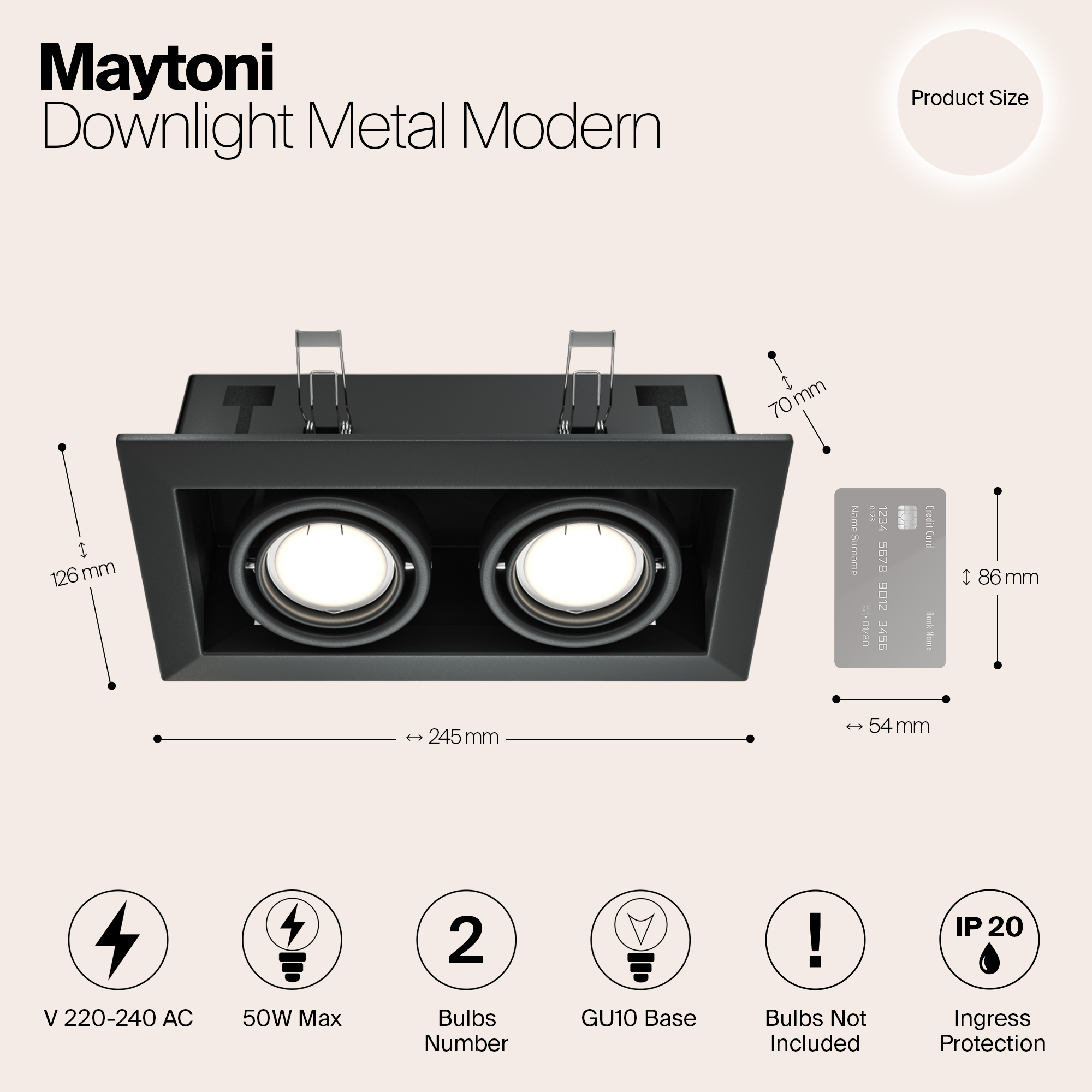 картинка Встраиваемый светильник Maytoni Metal DL008-2-02-B от магазина pro-decor.kz