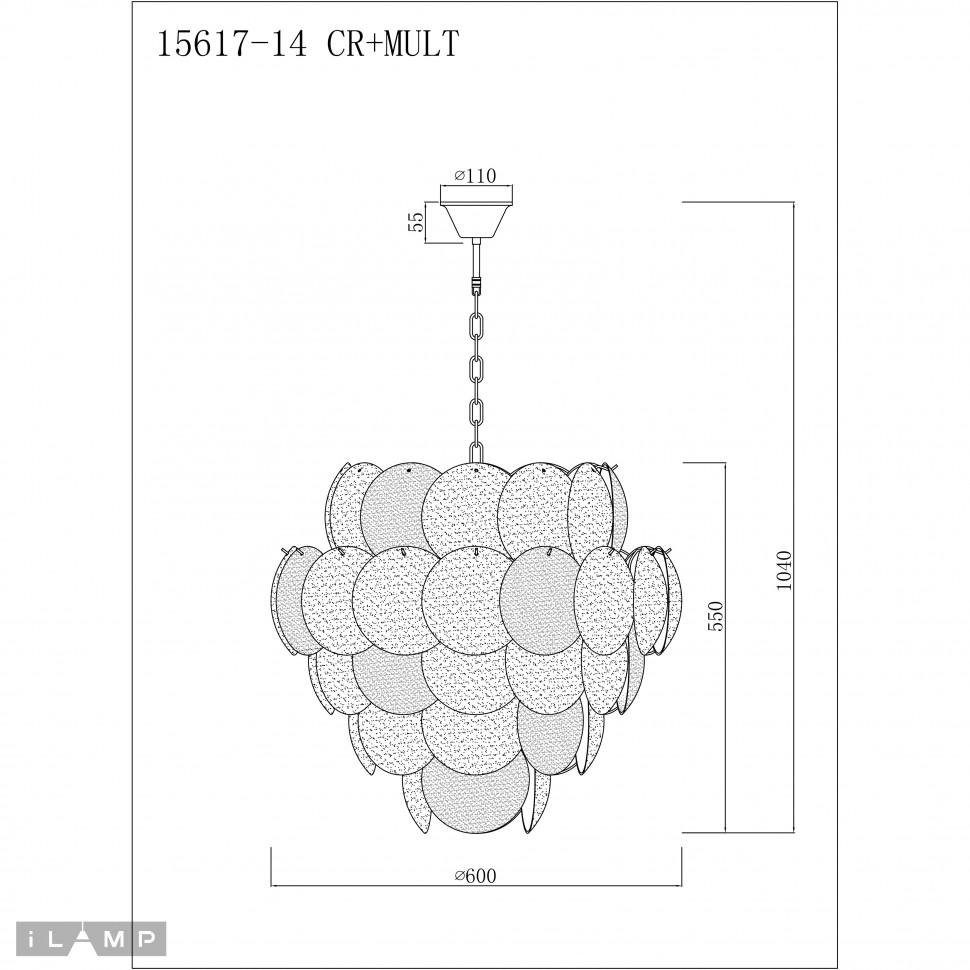 картинка Светильник подвесной iLamp Rivoli 15617-14 CR+MULT магазин pro-decor.kz являющийся официальным дистрибьютором в Казахстане картинка Светильник подвесной iLamp Rivoli 15617-14 CR+MULT от магазина pro-decor.kz