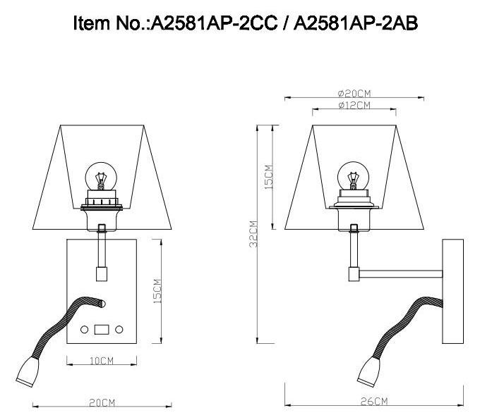 картинка Бра Arte Lamp Elba A2581AP-2AB от магазина pro-decor.kz