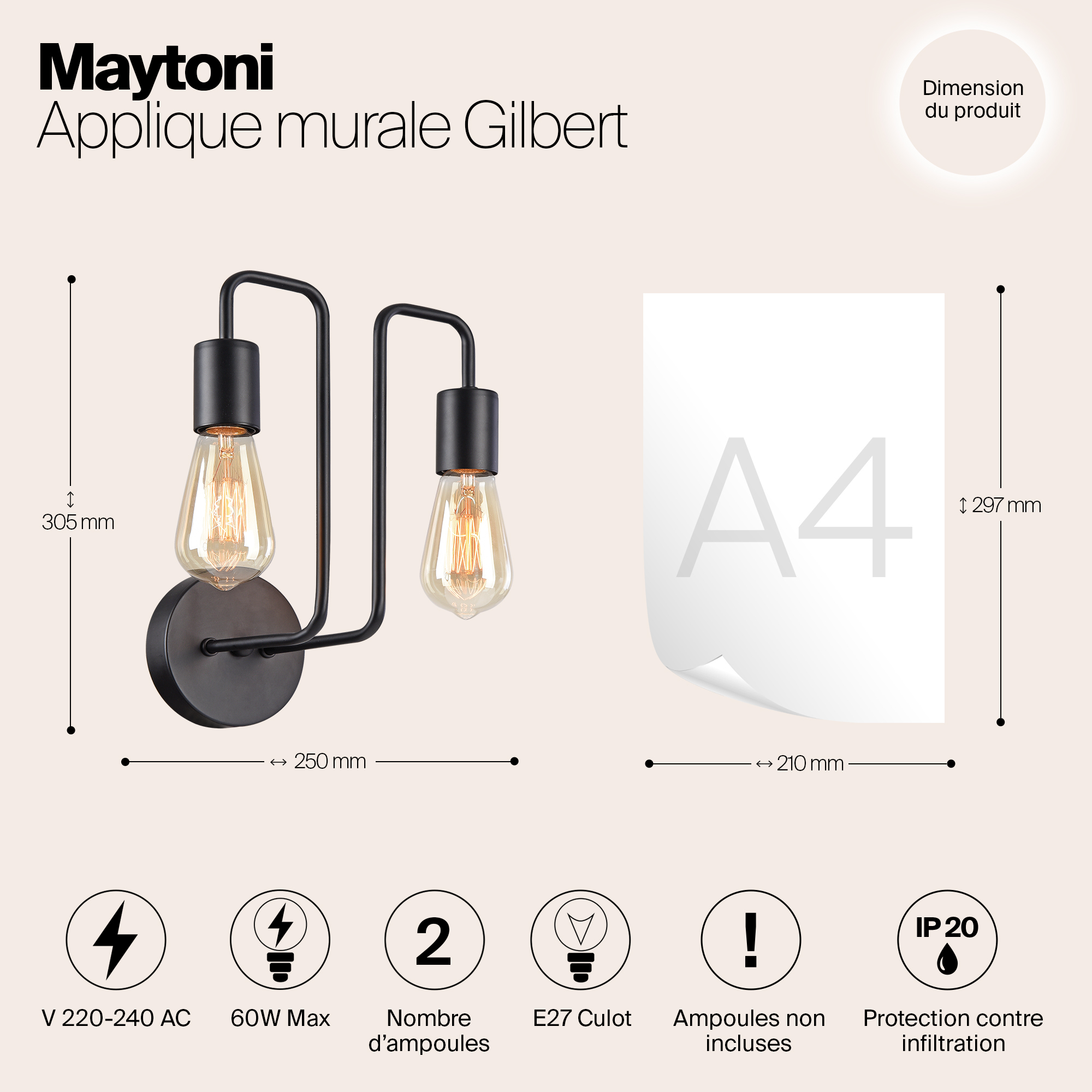 картинка Бра Maytoni Gilbert T532WL-02B от магазина pro-decor.kz