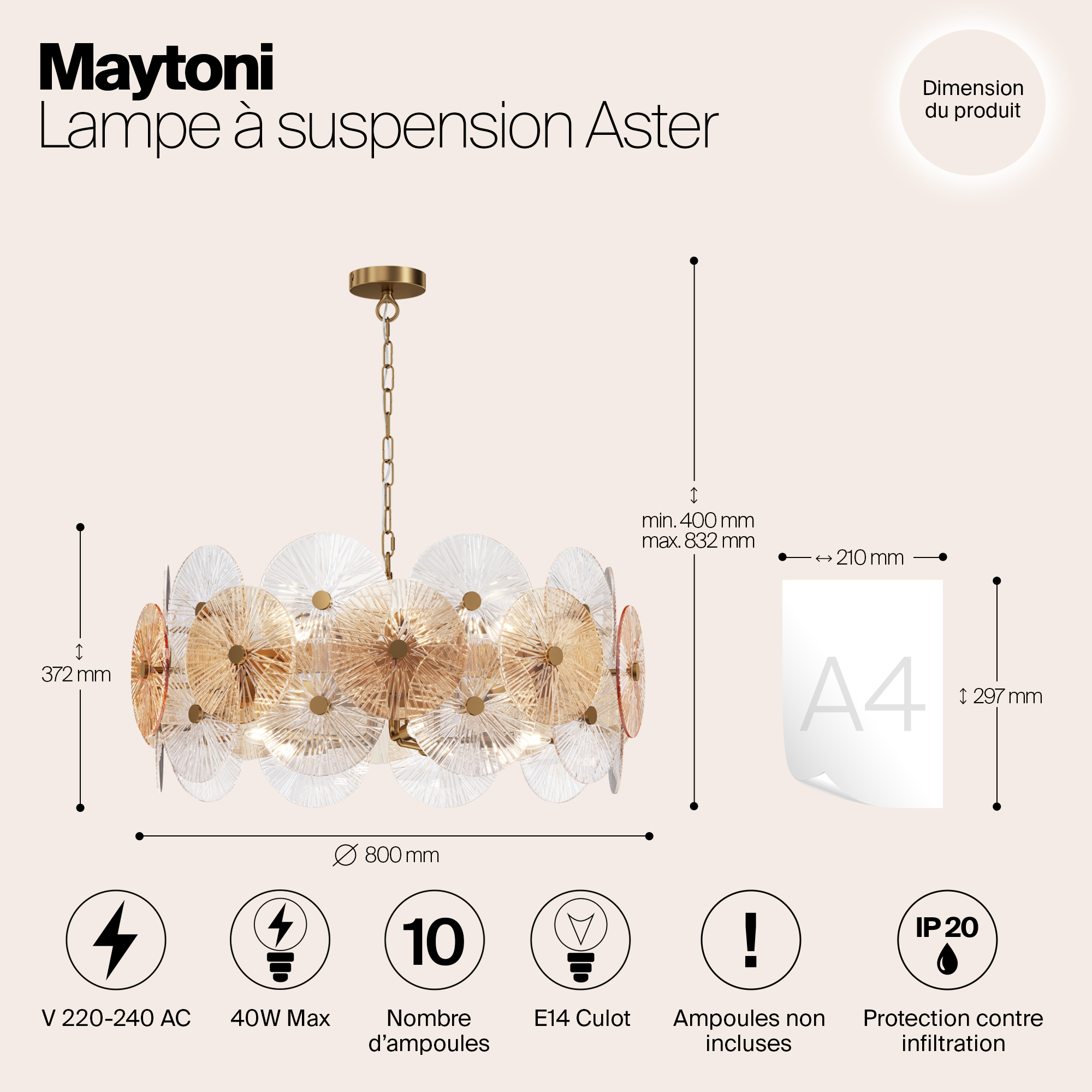 картинка Подвесной светильник Maytoni MOD007PL-10G от магазина pro-decor.kz