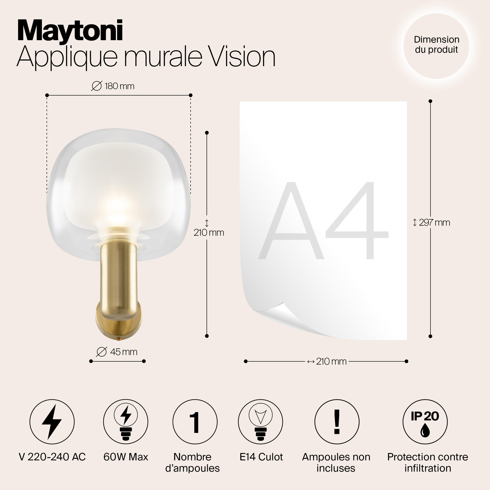 картинка Настенный светильник (бра) Maytoni MOD411WL-01G от магазина pro-decor.kz