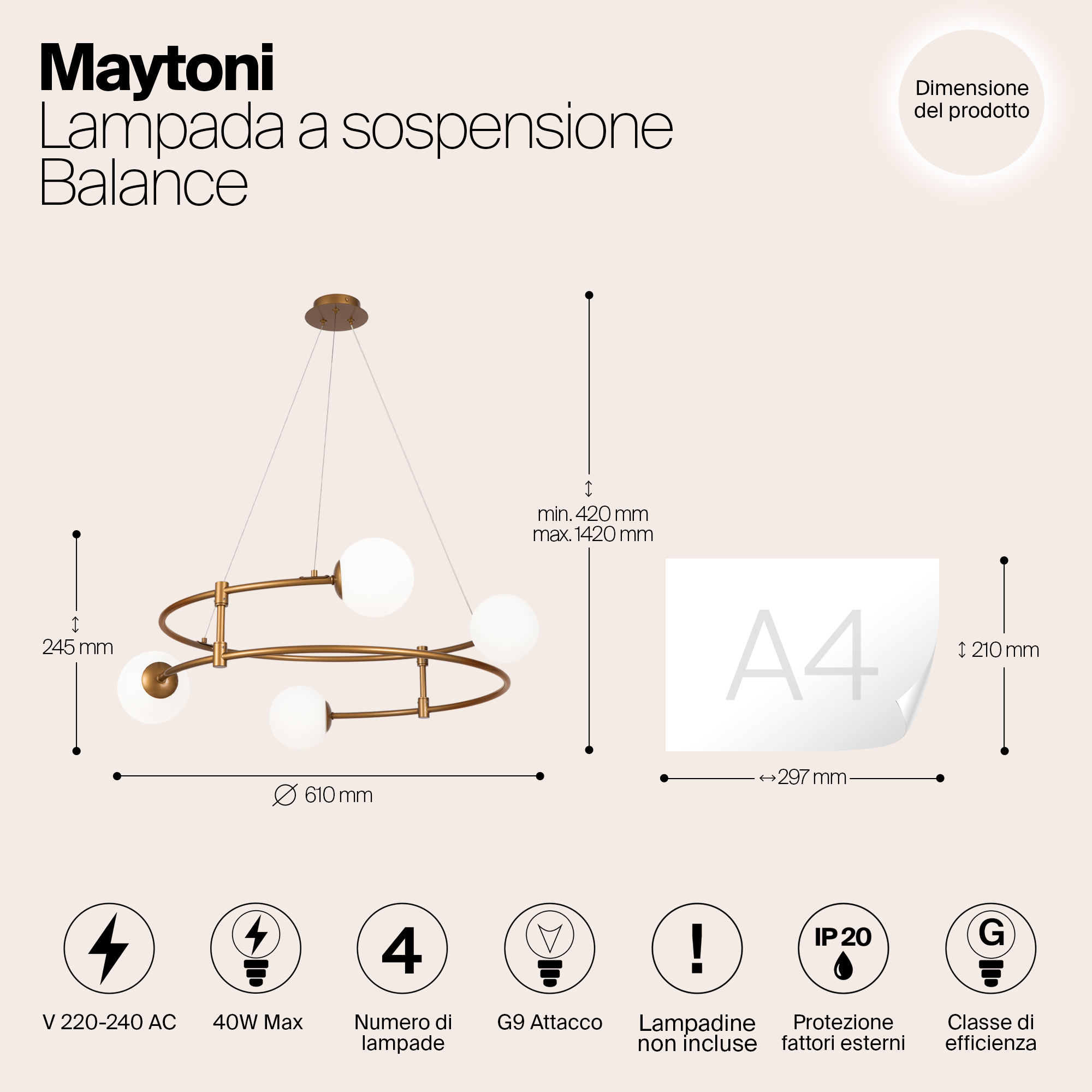 картинка Люстра Maytoni MOD317PL-04G от магазина pro-decor.kz