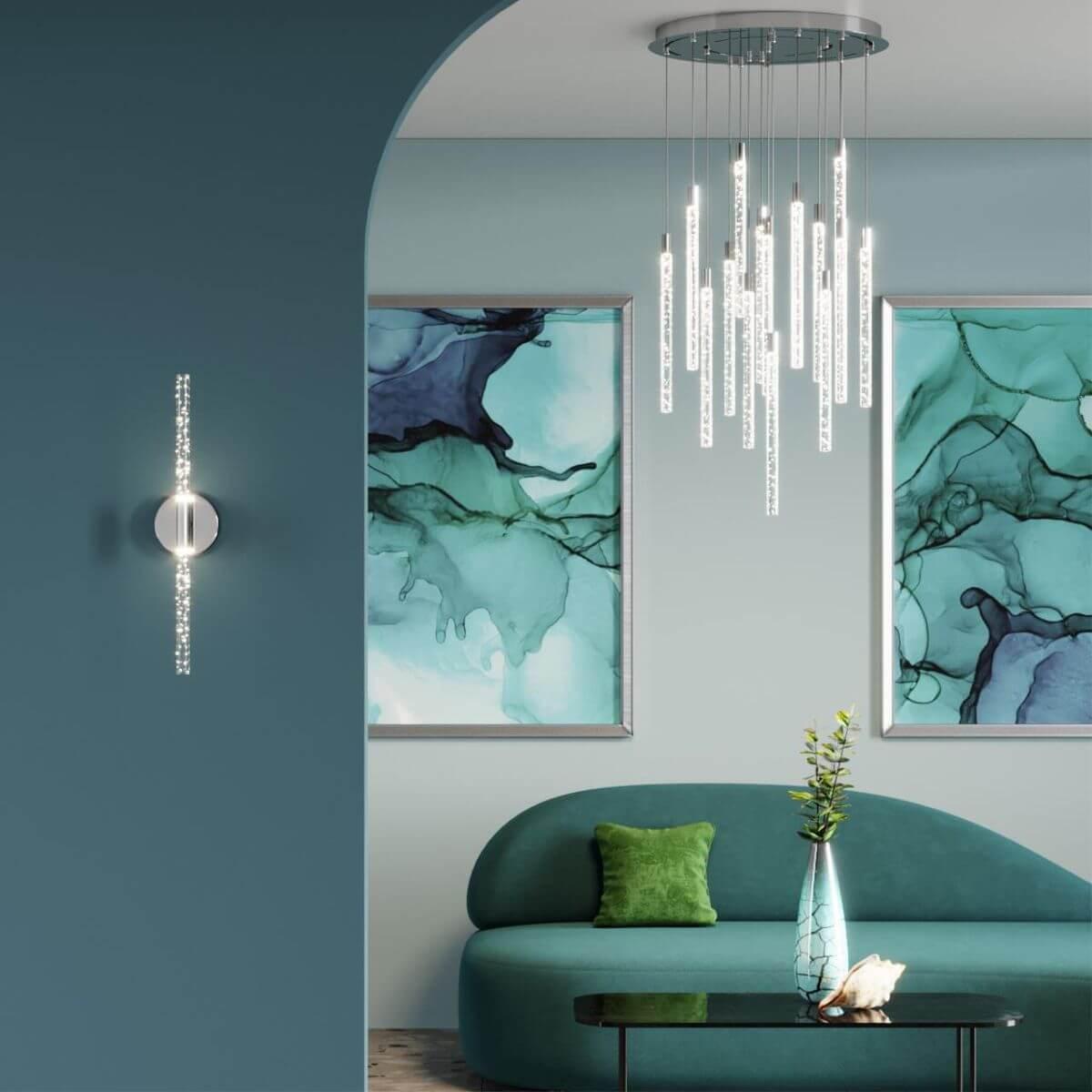 картинка 4370/5L HIGHTECH ODL23 107 хром полированный/акрил с пузырьками Подвесной св-к IP20 LED 5W 200Лм 3000K SPARKY от магазина pro-decor.kz