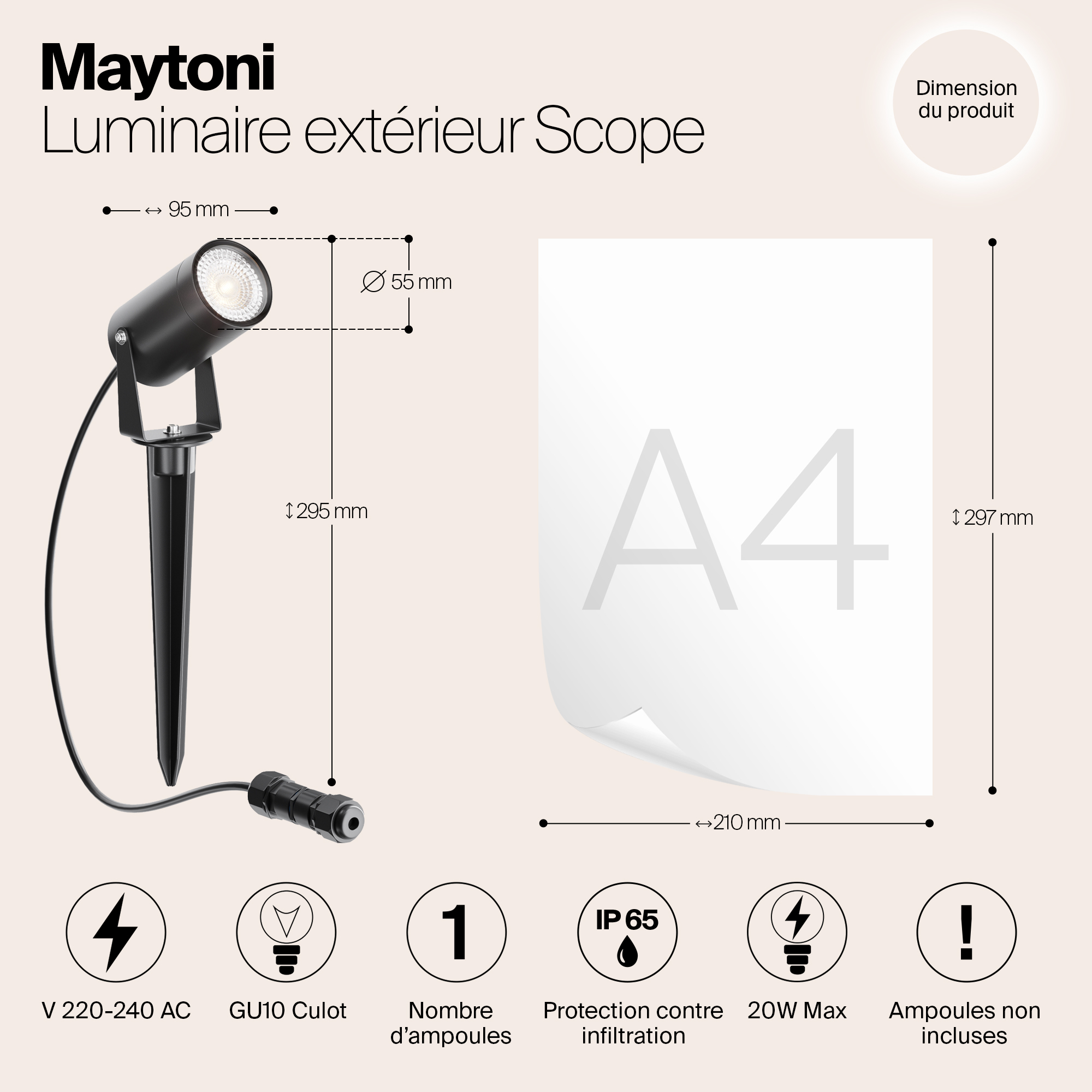 картинка Ландшафтный светильник Maytoni Scope O025FL-01B от магазина pro-decor.kz