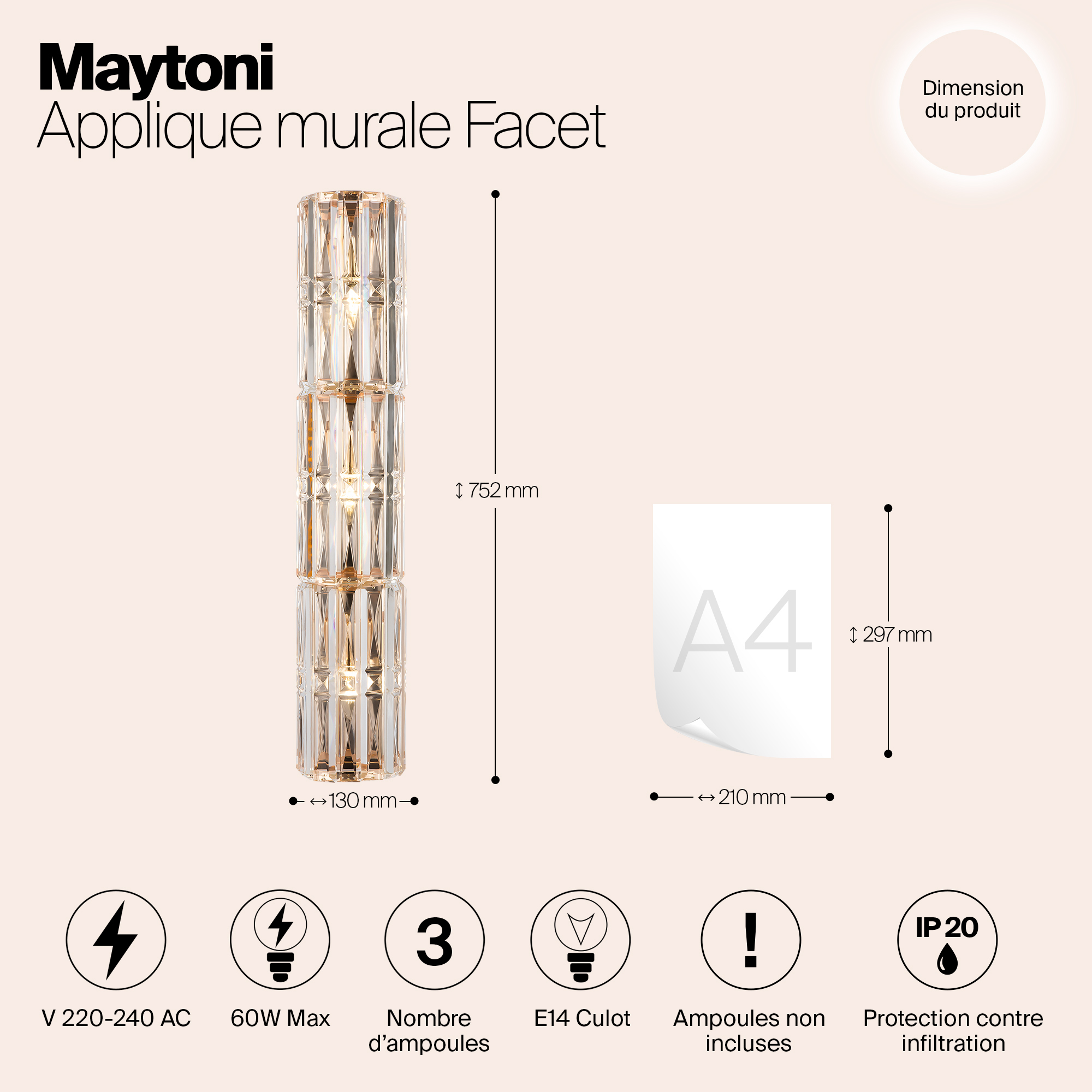 картинка Настенный светильник (бра) Maytoni MOD094WL-03G магазин pro-decor.kz являющийся официальным дистрибьютором в Казахстане картинка Настенный светильник (бра) Maytoni MOD094WL-03G от магазина pro-decor.kz