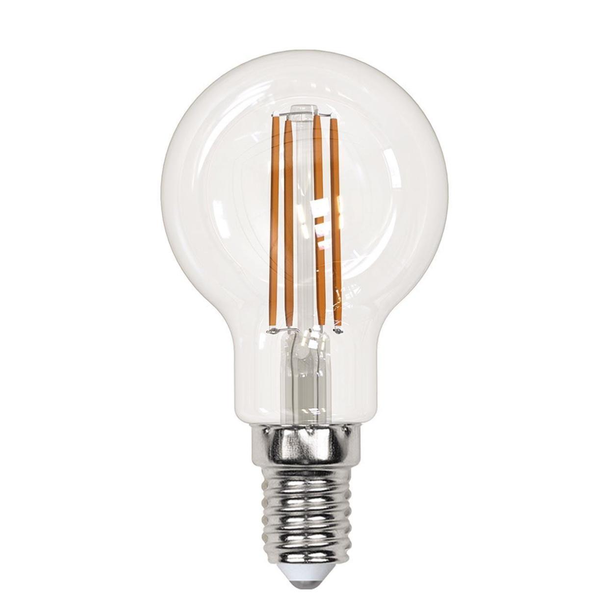 картинка Лампа светодиодная филаментная Uniel  прозрачная LED-G45-13W/4000K/E14/CL от магазина Svet.kz