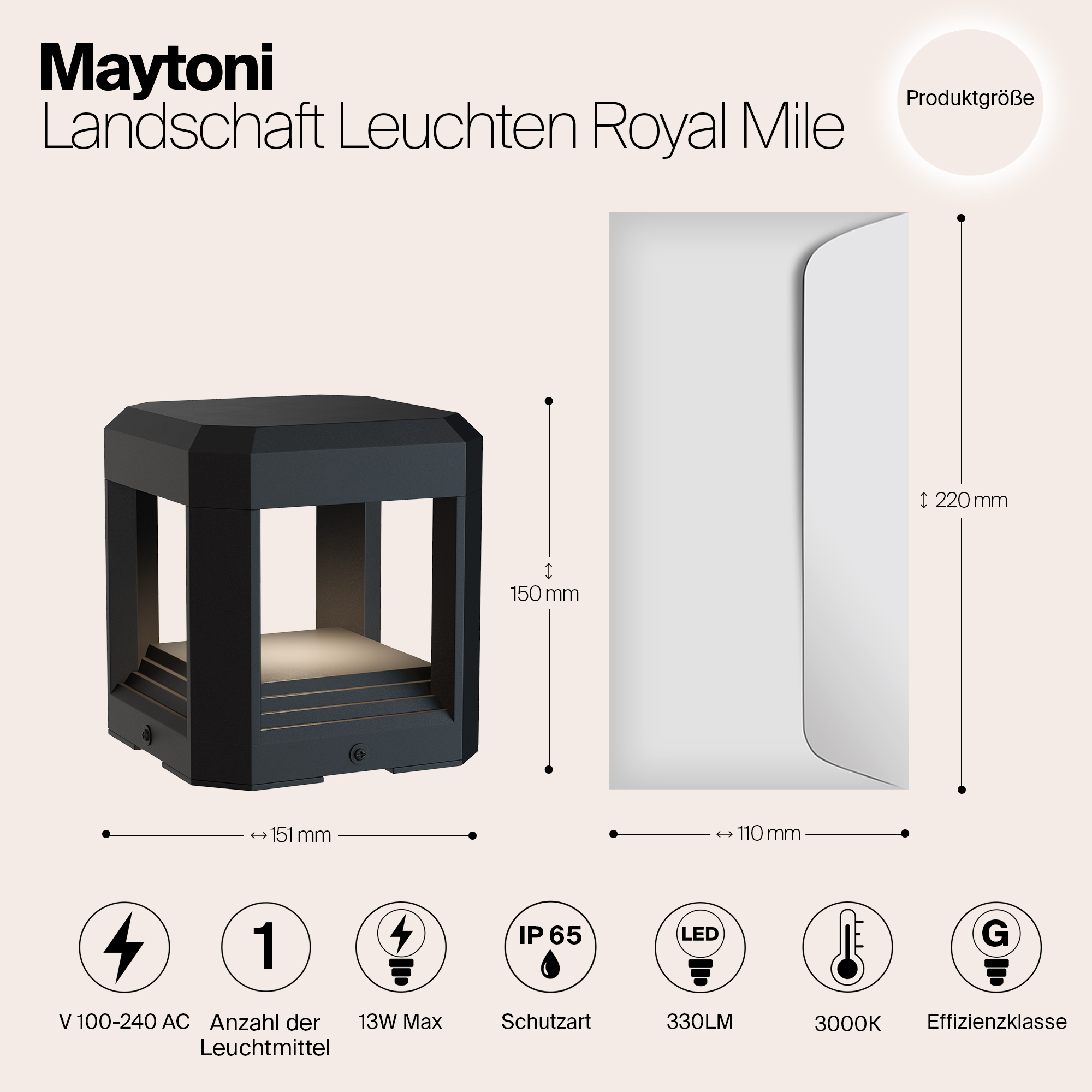 картинка Ландшафтный светодиодный светильник Maytoni Royal Mile O019FL-L13GR3K от магазина pro-decor.kz