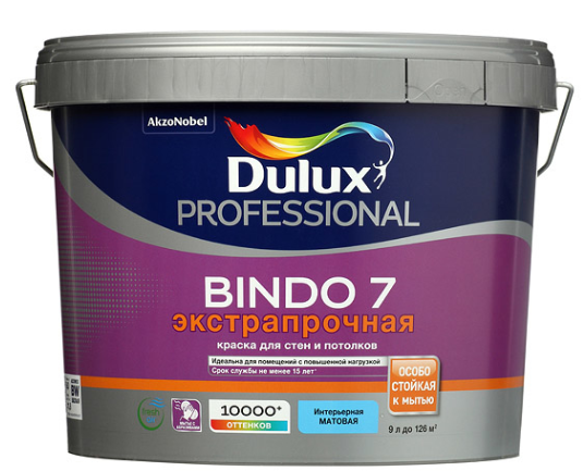 Купить Краска Dulux Professional BINDO 7 матовая BW 9л Краска Dulux Professional BINDO 7 матовая BW 9л