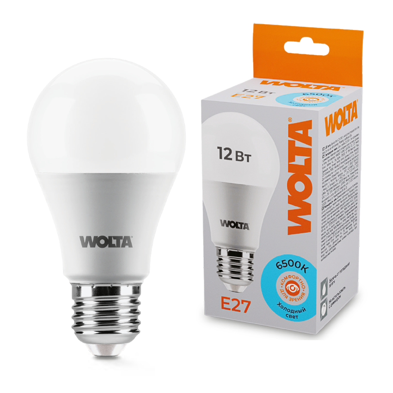картинка Светодиодная лампа  WOLTA 25W60BL12E27  Груша  A60 12Вт 1080лм 6500К Е27 1/50 от магазина pro-decor.kz