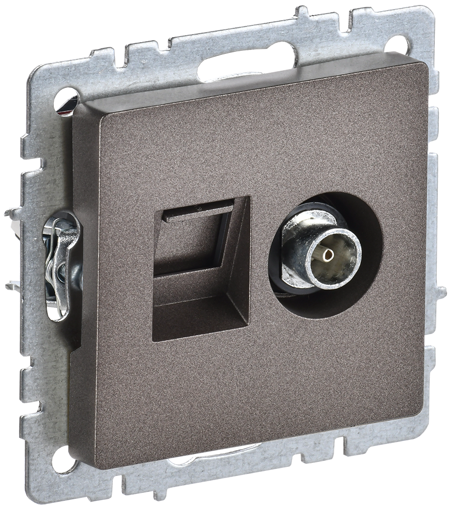 картинка BRITE Роз. двойная TV+RJ45 кат.5E РТВ/РК12-БрТБ бр. IEK магазин pro-decor.kz являющийся официальным дистрибьютором в Казахстане картинка BRITE Роз. двойная TV+RJ45 кат.5E РТВ/РК12-БрТБ бр. IEK от магазина pro-decor.kz