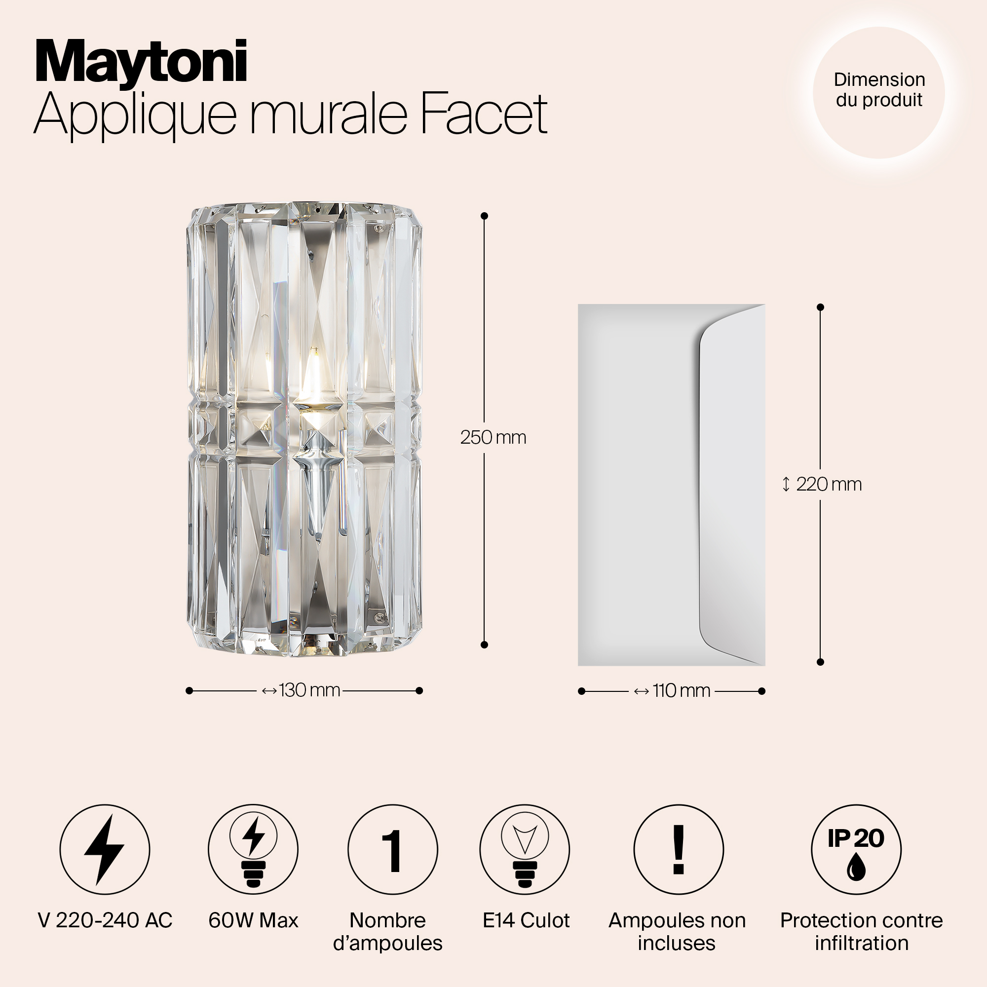 картинка Настенный светильник (бра) Maytoni MOD094WL-01CH от магазина pro-decor.kz