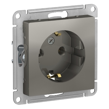 картинка ATLASDESIGN РОЗЕТКА с заземлением, 16А, механизм, СТАЛЬ от магазина pro-decor.kz
