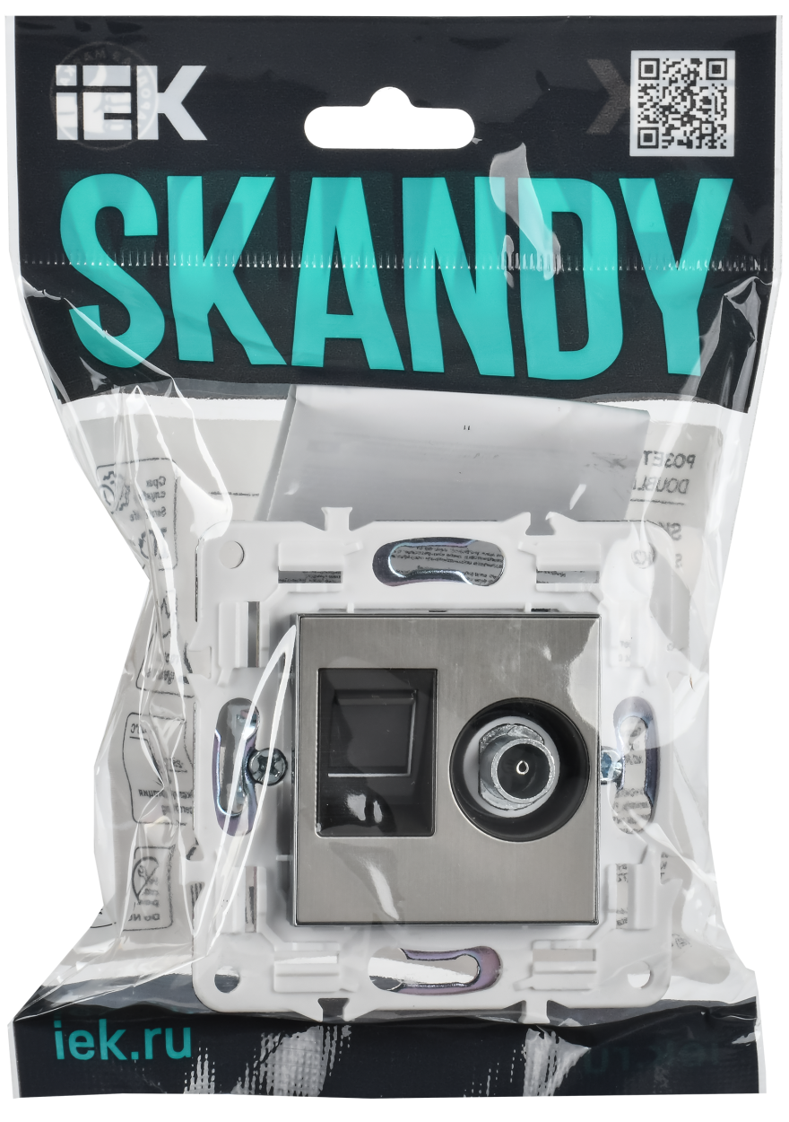 картинка SKANDY Роз. двойная TV+RJ45 кат.5E SK-A14N никель IEK от магазина pro-decor.kz