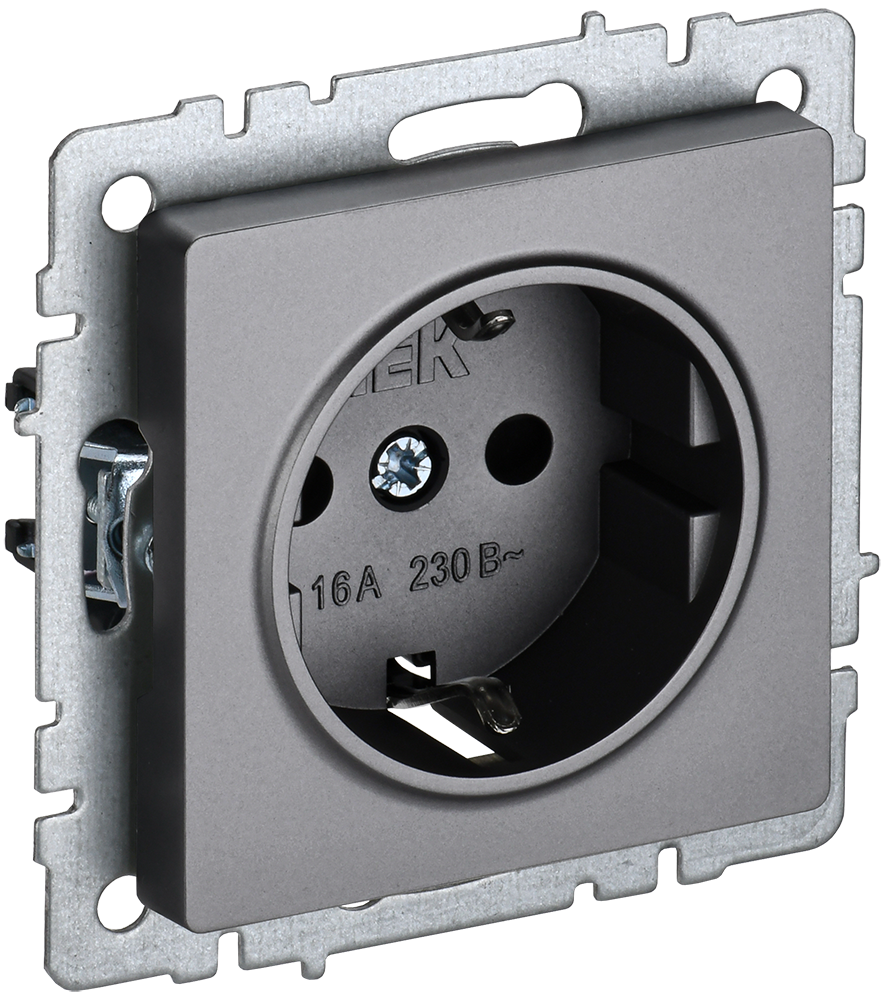 картинка BRITE Роз. с з/к без з/ш 16А РС11-1-0-БрС сталь IEK магазин pro-decor.kz являющийся официальным дистрибьютором в Казахстане картинка BRITE Роз. с з/к без з/ш 16А РС11-1-0-БрС сталь IEK от магазина pro-decor.kz