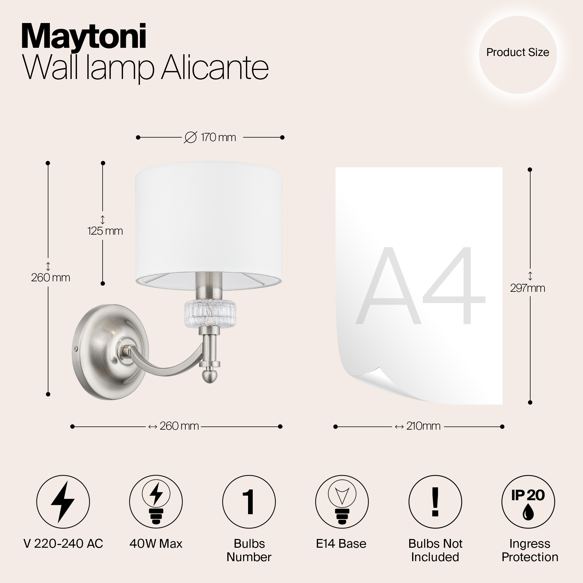 картинка Бра Maytoni Alicante MOD014WL-01N магазин pro-decor.kz являющийся официальным дистрибьютором в Казахстане картинка Бра Maytoni Alicante MOD014WL-01N от магазина pro-decor.kz