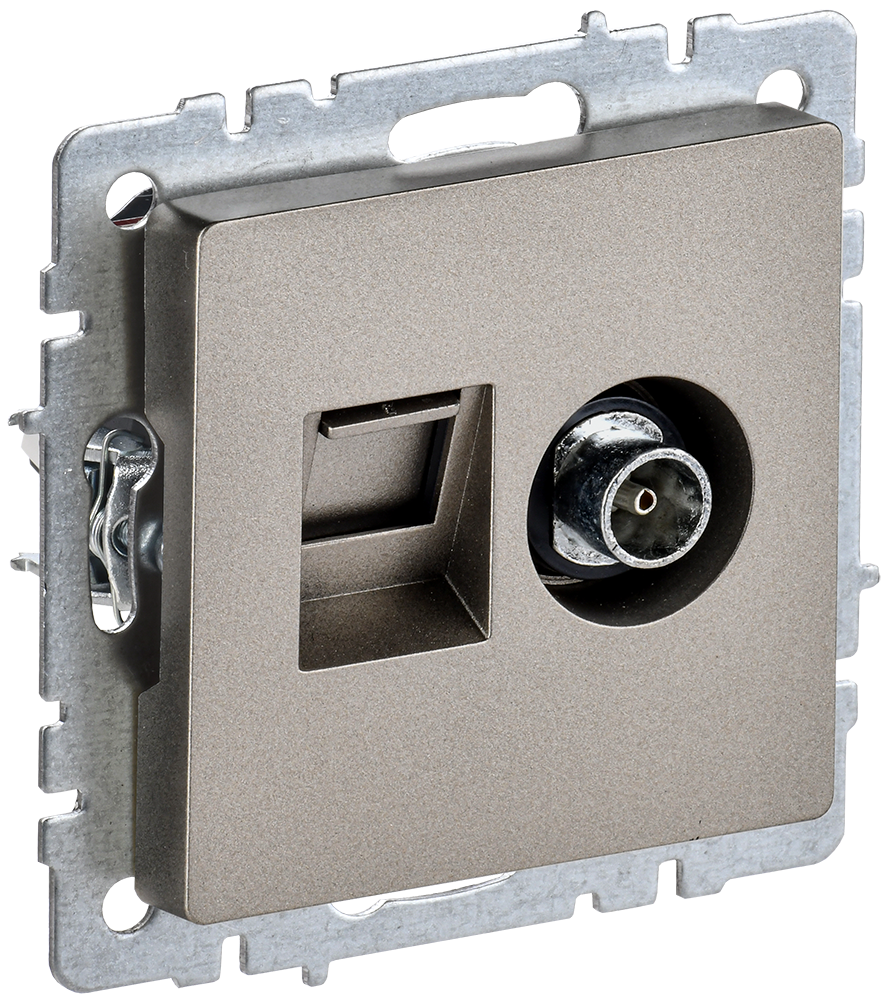 картинка BRITE Роз. двойная TV+RJ45 кат.5E РТВ/РК12-БрШ шамп. IEK магазин pro-decor.kz являющийся официальным дистрибьютором в Казахстане картинка BRITE Роз. двойная TV+RJ45 кат.5E РТВ/РК12-БрШ шамп. IEK от магазина pro-decor.kz