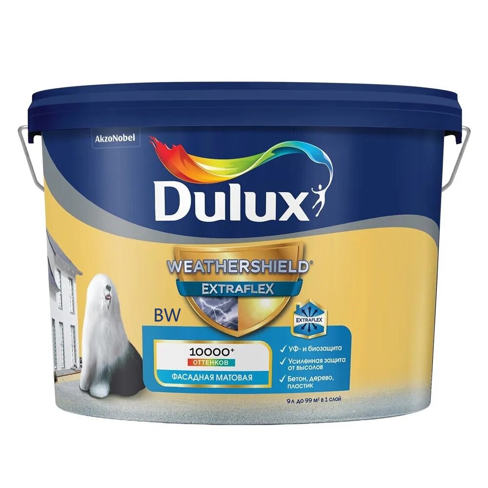 Купить Краска фасадная Dulux Weathershield Extraflex BW 9л Краска фасадная Dulux Weathershield Extraflex BW 9л