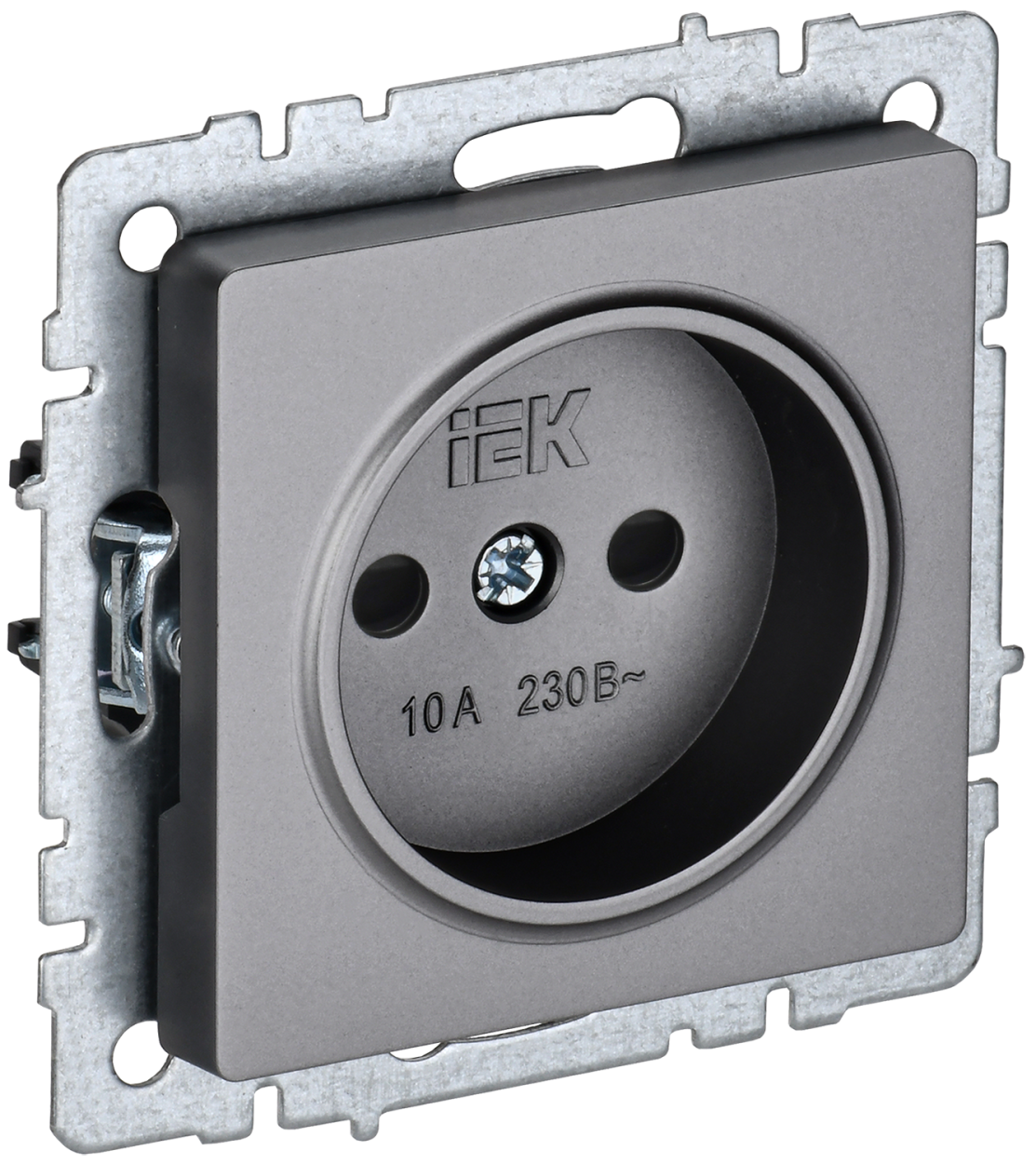 картинка BRITE Роз. без з/к с з/ш 10А РСш10-2-БрС сталь IEK от магазина pro-decor.kz