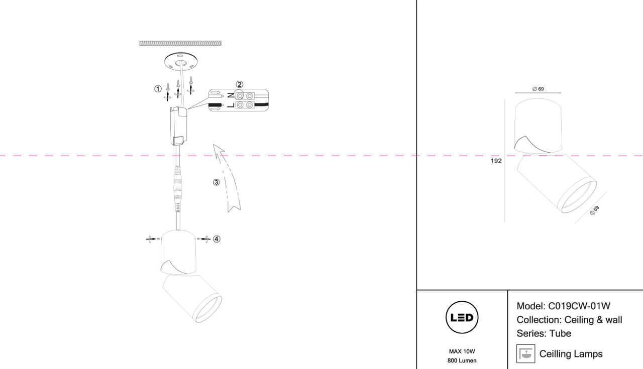 картинка Светодиодный спот Maytoni Tube C019CW-01W от магазина pro-decor.kz