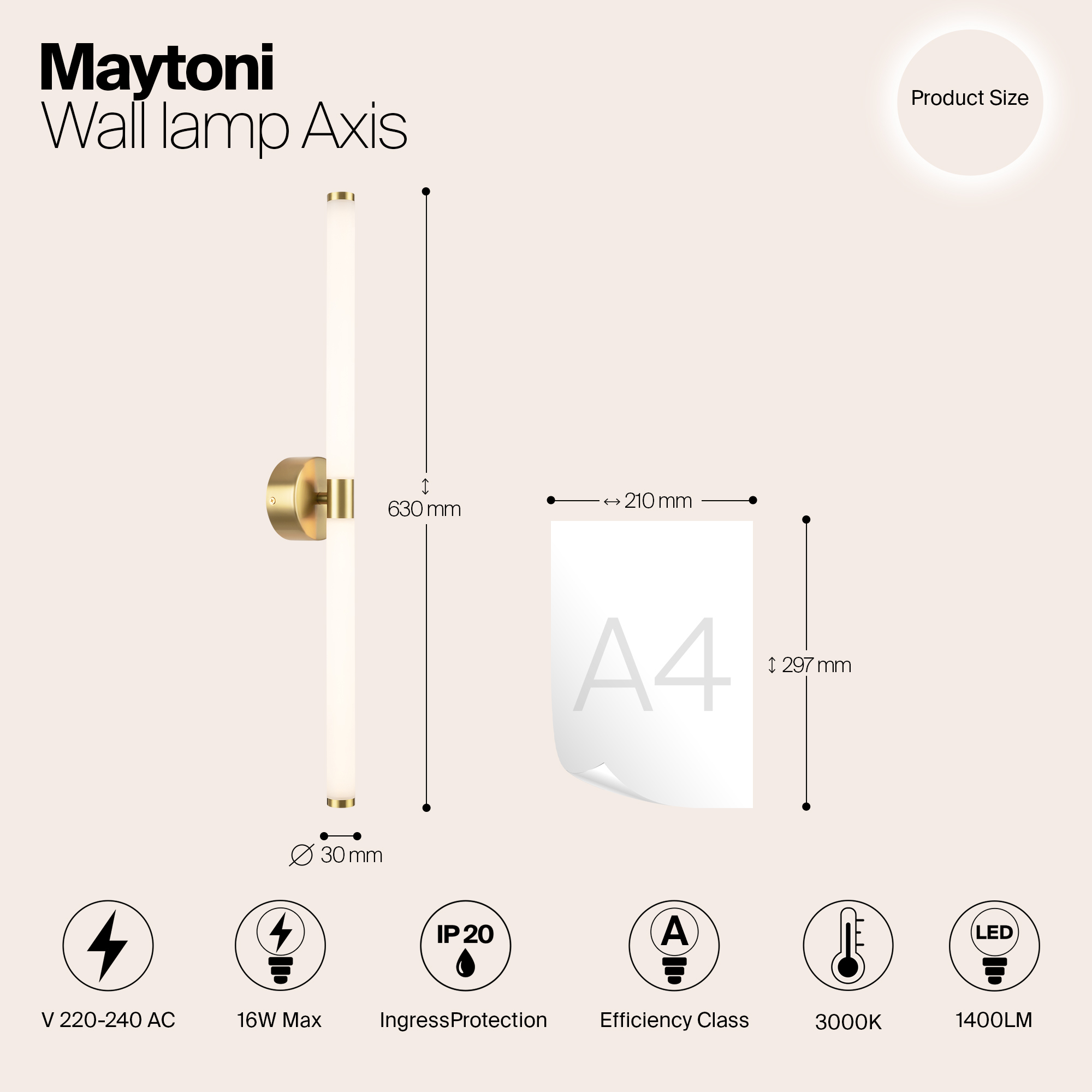 картинка Настенный светильник (бра) Maytoni MOD106WL-L16G3K от магазина pro-decor.kz