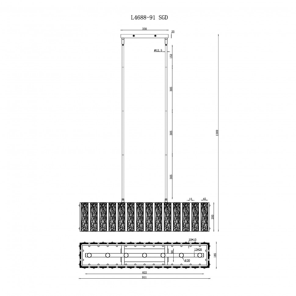 картинка Подвесная люстра iLAMP Panorama L4688-91 SGD от магазина pro-decor.kz