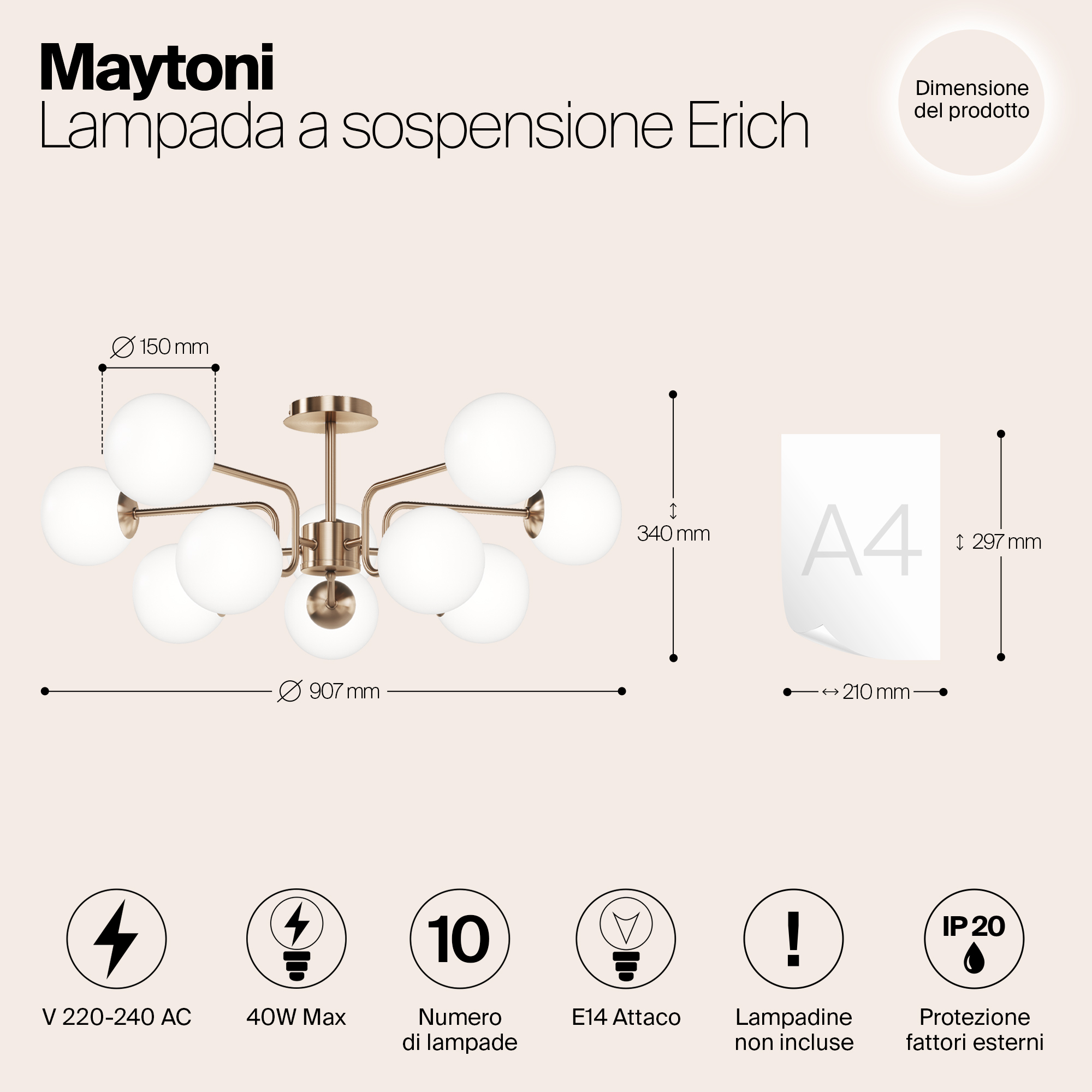картинка Подвесной светильник Maytoni MOD221PL-10G от магазина pro-decor.kz