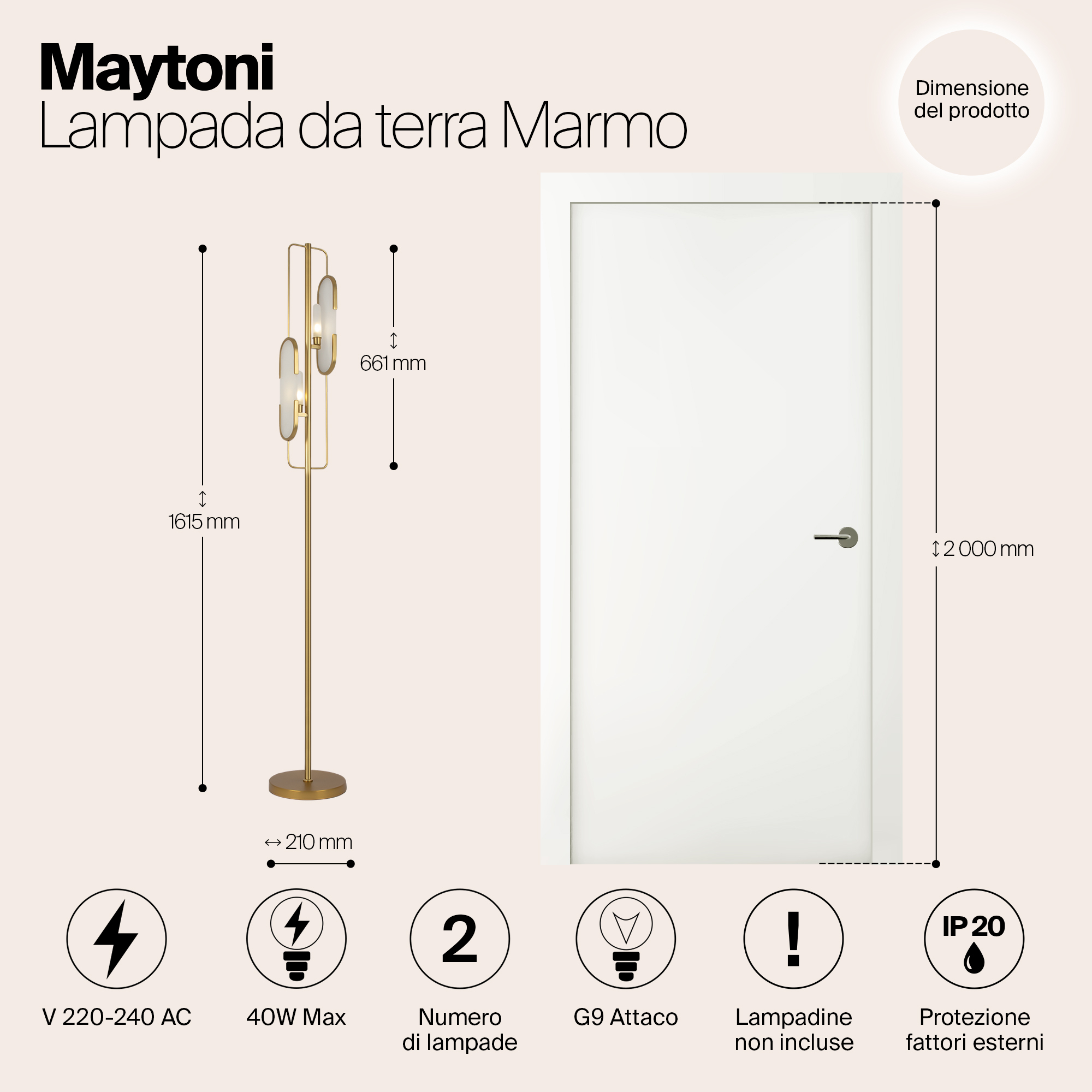 картинка Напольный светильник (торшер) Maytoni MOD099FL-02G от магазина pro-decor.kz
